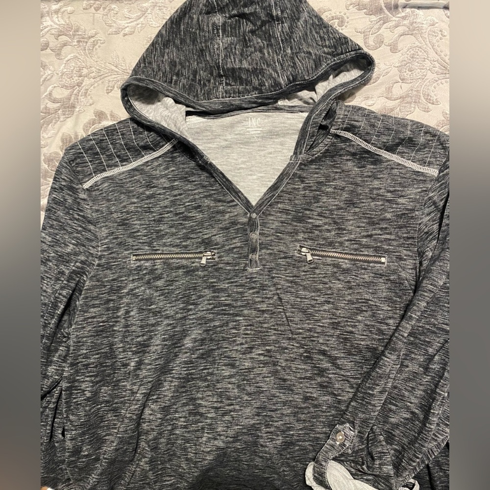 INC | Men’s Hooded Rolled Sleeve Shirt, Size L